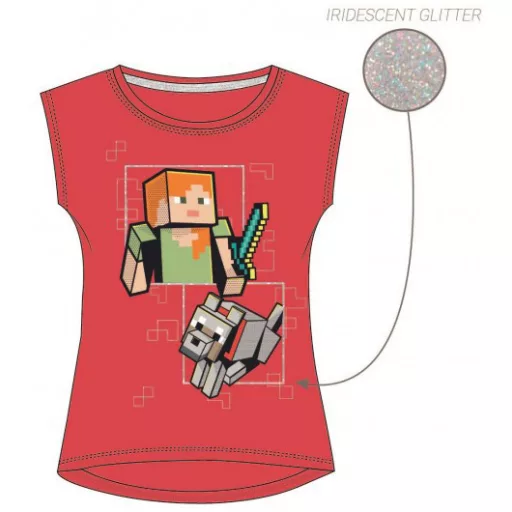 Minecraft Red gyerek rövid póló, felső 8 év / 128 cm