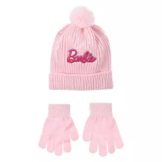   Barbie Light Pink flitteres gyerek sapka + kesztyű szett 52 cm