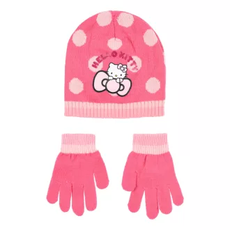  Hello Kitty Cute Dots Pink gyerek sapka + kesztyű szett 54 cm