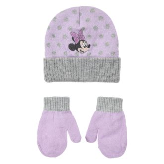 Disney Minnie Dots Purple baba sapka + kesztyű szett 48 cm