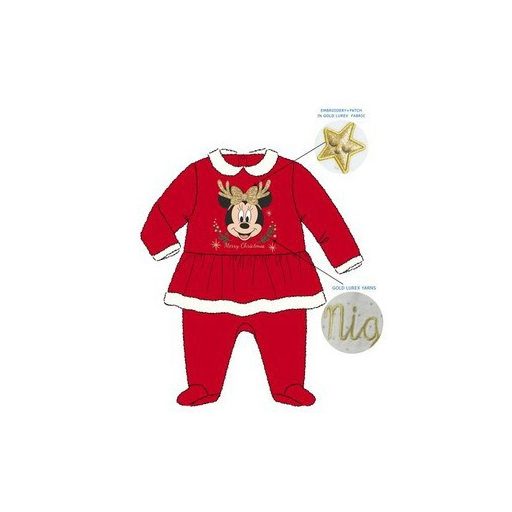 Disney Minnie Gold Bow Karácsonyi baba rugdalózó, pizsama 6 hó
