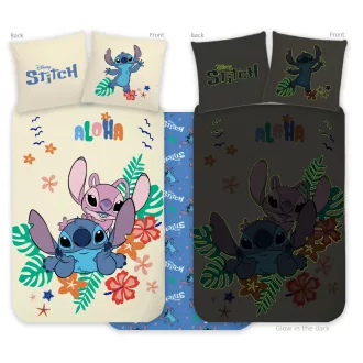   Disney Lilo és Stitch, A csillagkutya Aloha sötétben világító gyerek, ovis ágyneműhuzat 100x135cm, 40x60cm