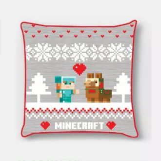 Minecraft Holiday Karácsonyi párnahuzat 40x40 cm Velúr