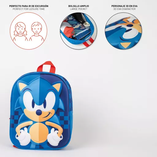 Sonic a sündisznó Spin Dash 3D hátizsák, táska 31 cm