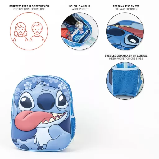 Disney Lilo és Stitch, A csillagkutya Tongue 3D hátizsák, táska 31 cm