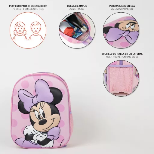 Disney Minnie Purple 3D hátizsák, táska 31 cm