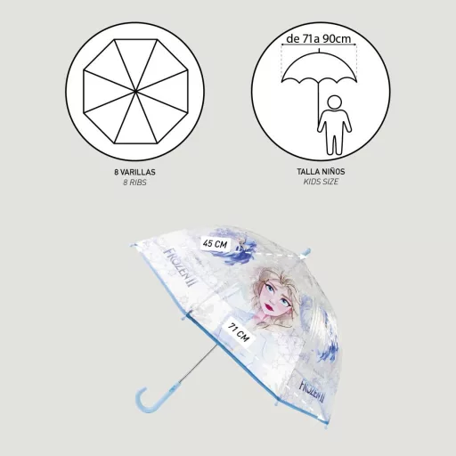 Disney Jégvarázs Ice Queen gyerek átlátszó esernyő Ø71 cm