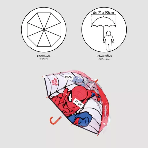 Pókember Web-Slinger gyerek átlátszó esernyő Ø71 cm