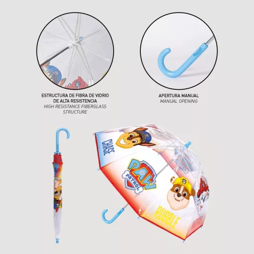 Mancs Őrjárat Rain Guard gyerek átlátszó esernyő Ø71 cm