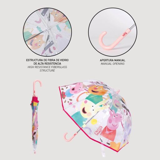 Peppa malac Buddies gyerek átlátszó esernyő Ø71 cm