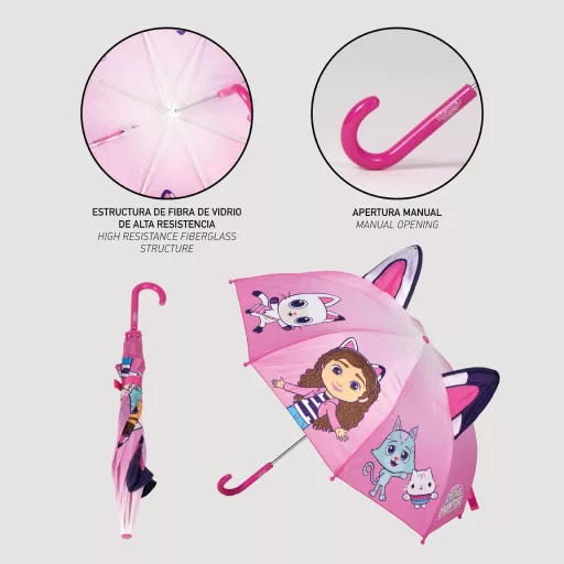 Gabi babaháza Pink gyerek esernyő füllel Ø71 cm