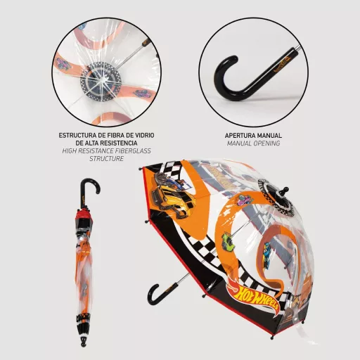 Hot Wheels Race gyerek átlátszó esernyő Ø71 cm