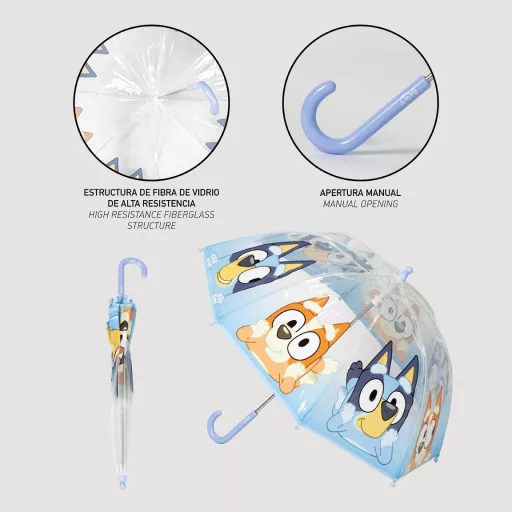 Bluey Puddle gyerek átlátszó esernyő Ø71 cm