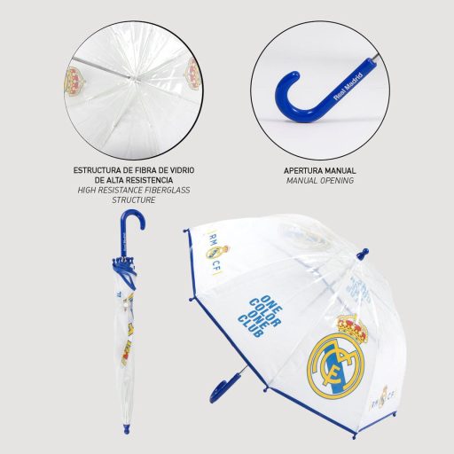 Real Madrid One Color gyerek átlátszó esernyő Ø71 cm