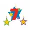 Színes Star 7-es számgyertya csillagokkal
