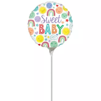 Színes Sweet baby mini fólia lufi 23 cm (WP)