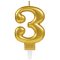 Arany Gold számgyertya, tortagyertya 3-as