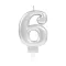 Ezüst Silver számgyertya, tortagyertya 6-os