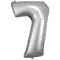 Ezüst Silver óriás szám fólia lufi 7-es, 83x55 cm