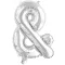 Ezüst Silver & betű fólia lufi, 46 cm
