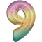Színes Pastel Rainbow óriás szám fólia lufi 9-es, 83 cm