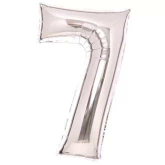 Ezüst Silver 7-es szám fólia lufi 66 cm