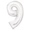Fehér Lustre White 9-es szám fólia lufi 86 cm