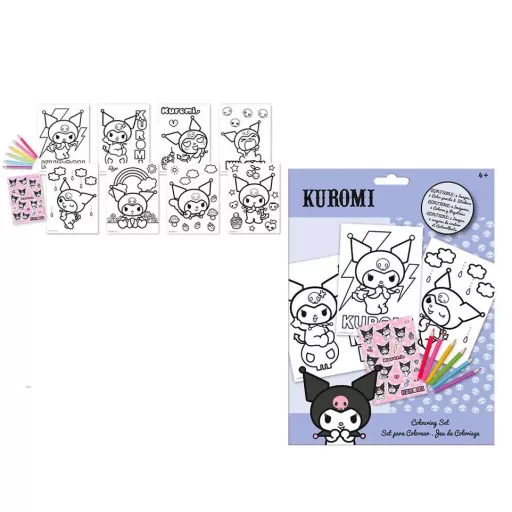 Hello Kitty Kuromi színező szett matricával