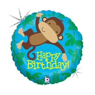 Happy Birthday Monkey Buddy Holo fólia lufi 46 cm