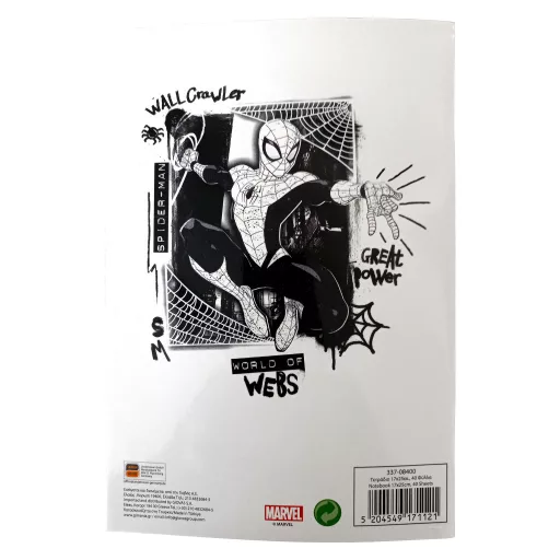 Pókember World of Webs B/5 vonalas füzet 40 lapos