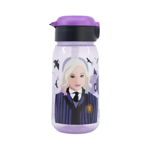Wednesday Nevermore Academy műanyag szívószálas kulacs 510 ml