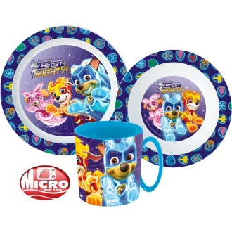   Mancs Őrjárat Mighty Pups étkészlet, micro műanyag szett bögrével 350 ml