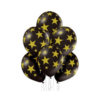   Csillagos Black Star léggömb, lufi szett 6 db-os 30 cm (12 inch)