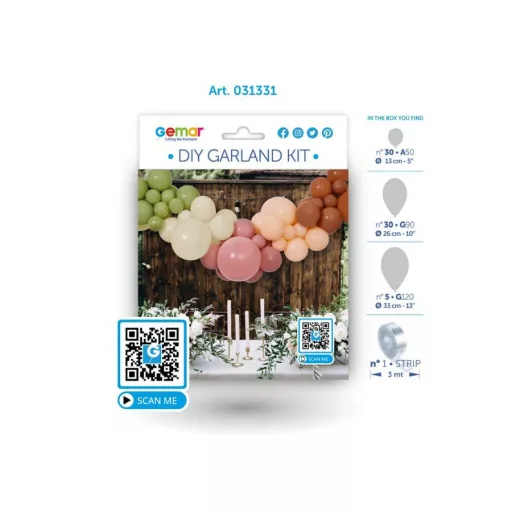 Színes Boho léggömb, lufi girland szett 65 db-os