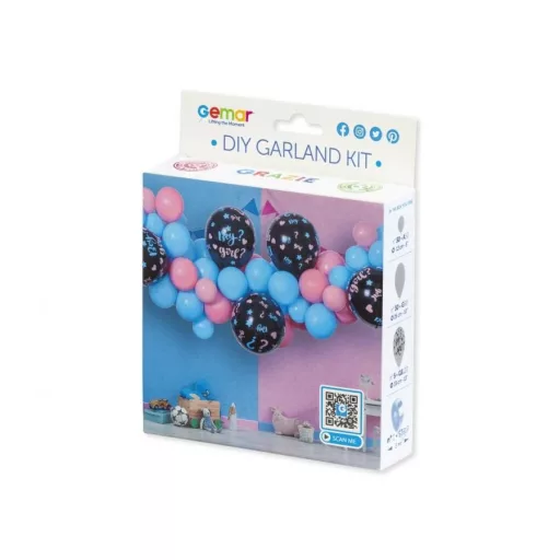 Fiú vagy Lány He or She léggömb, lufi girland szett 65 db-os