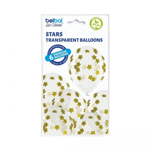 Csillagos Stars léggömb, lufi szett 6 db-os 30 cm (12 inch)