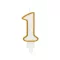 Arany csillámos 1-es Gold számgyertya, tortagyertya