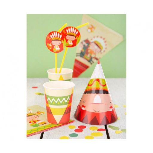 Indian Party, Indián műanyag szívószál 6 db-os