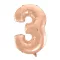 Rose Gold 3-as szám fólia lufi 92 cm