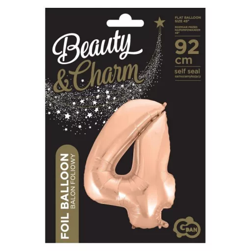 Rose Gold 4-es szám fólia lufi 92 cm