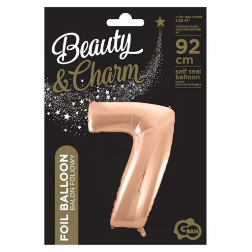 Rose Gold 7-es szám fólia lufi 92 cm