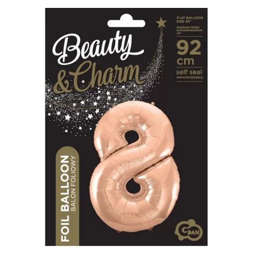 Rose Gold 8-as szám fólia lufi 92 cm