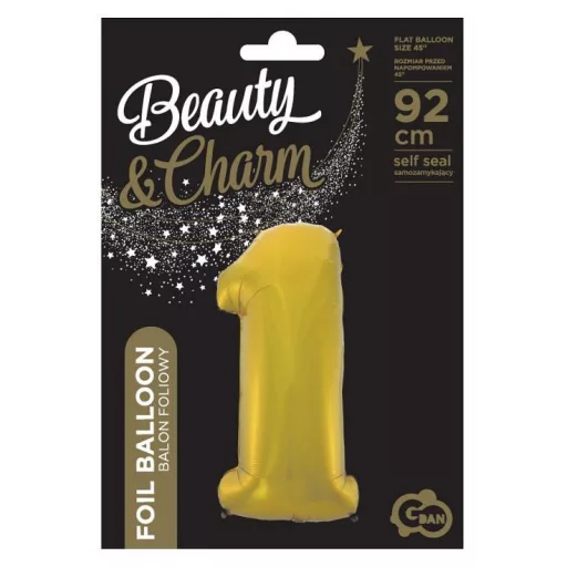 Arany 1-es Gold Mat szám fólia lufi 92 cm