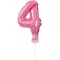 Rózsaszín 4-es Pink szám fólia lufi tortára 13 cm