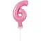 Rózsaszín 6-os Pink szám fólia lufi tortára 13 cm