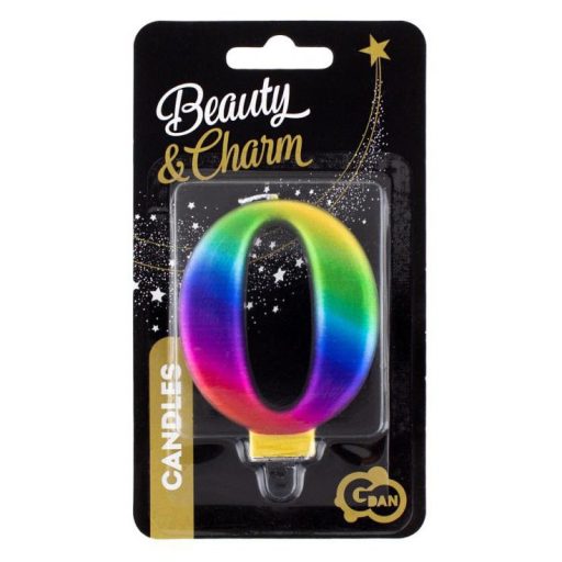 Színes 0-ás Galaxy számgyertya, tortagyertya