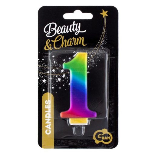 Színes 1-es Galaxy számgyertya, tortagyertya