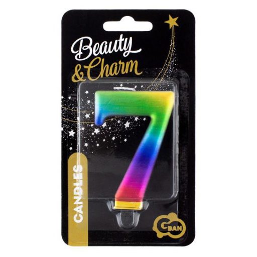 Színes 7-es Galaxy számgyertya, tortagyertya