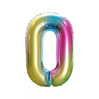 Szivárvány Rainbow 0-ás szám fólia lufi 85 cm