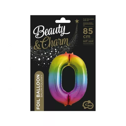 Szivárvány Rainbow 0-ás szám fólia lufi 85 cm